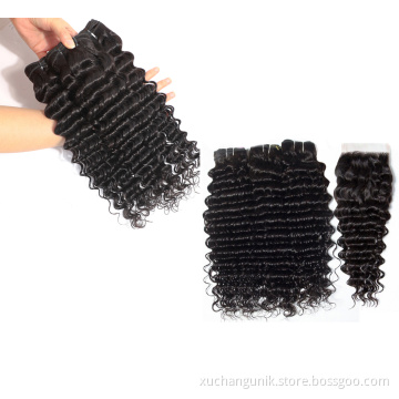 Wholesale Virgin Hair Vendors Brazilian Peruvian Loose Deep Body Straight Wave Human Hair 3 Bundles With Lace Frontal Closures